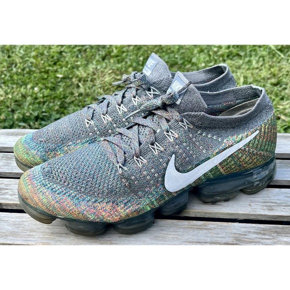 Nike Vapormax Flyknit Shoes Mens Size 9.5 Multicolor 849558-019 Running Athletic - Picture 1 of 16